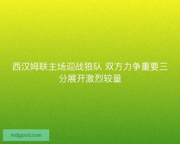 西汉姆联主场迎战狼队 双方力争重要三分展开激烈较量