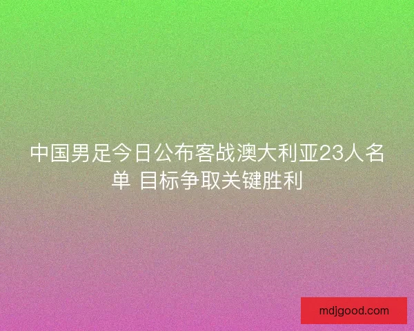 中国男足今日公布客战澳大利亚23人名单 目标争取关键胜利